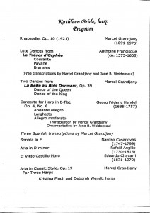 Kathleen Bride Recital Program