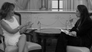 Yolanda Kondonassis (right) speaks with the composer’s daughter, Georgina Ginastera, in January, 2016