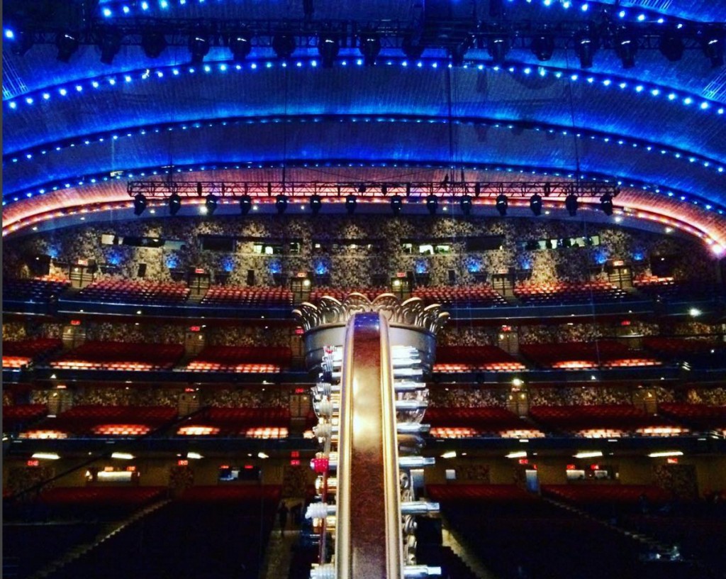 "My home for the next two days at Radio City Music Hall."