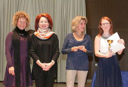 First prize winner of category B, Evelien Vaneysendeyk, with jury members Staša Grujić, Irina Zingg, and Diana Grubišić Ćiković.